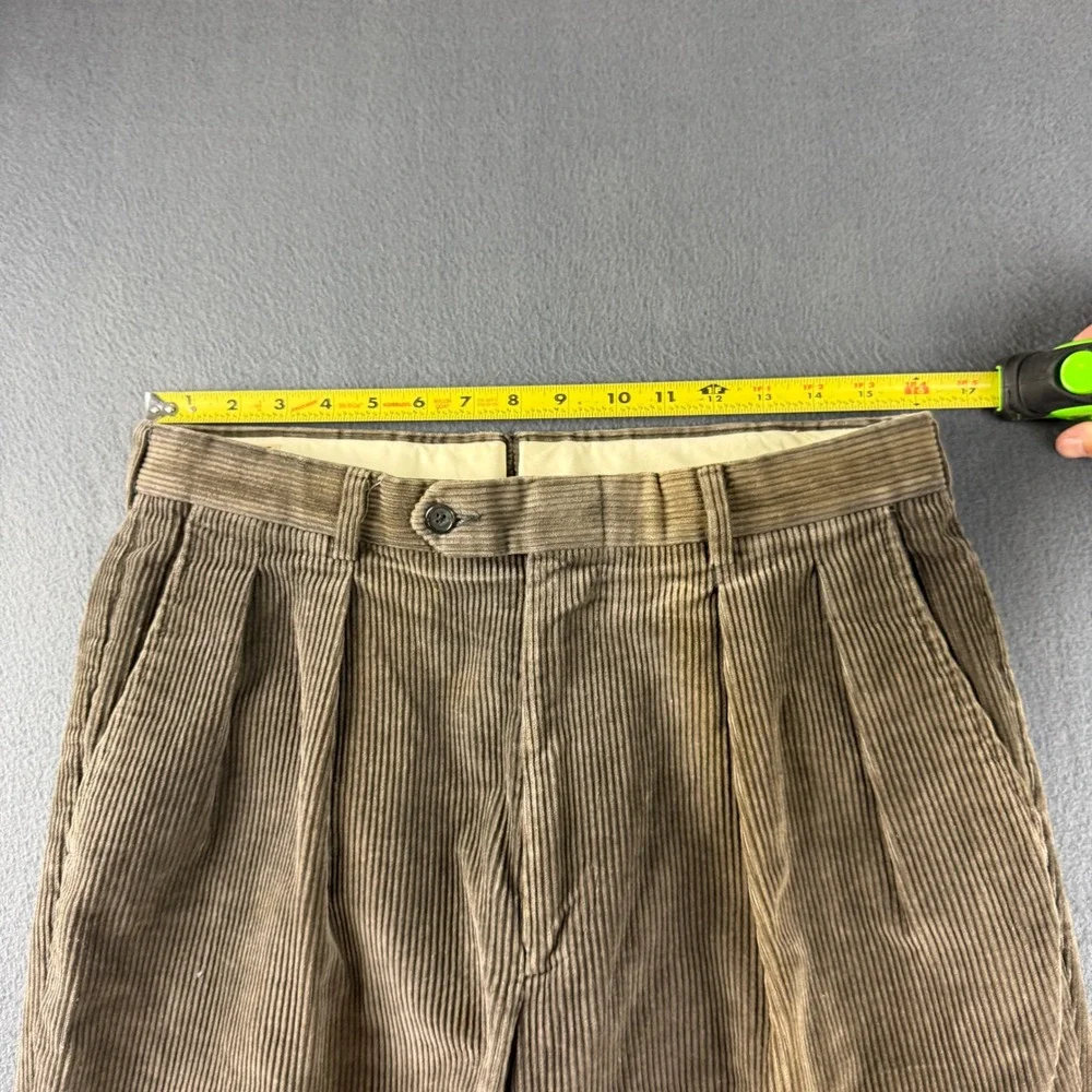 Vintage LL Bean Double Pleated Corduroy Pants Men's 33 (Fits 32x32) Brown Faded